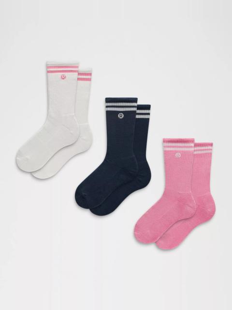 Unisex Daily Essential Crew Socks 3 Pack *Stripe