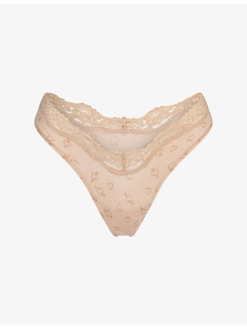 Fits Everybody Dipped Lace-Trim Jersey Thong