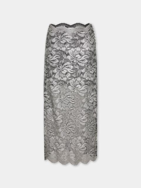 SILVER MIDI SKIRT IN LACE