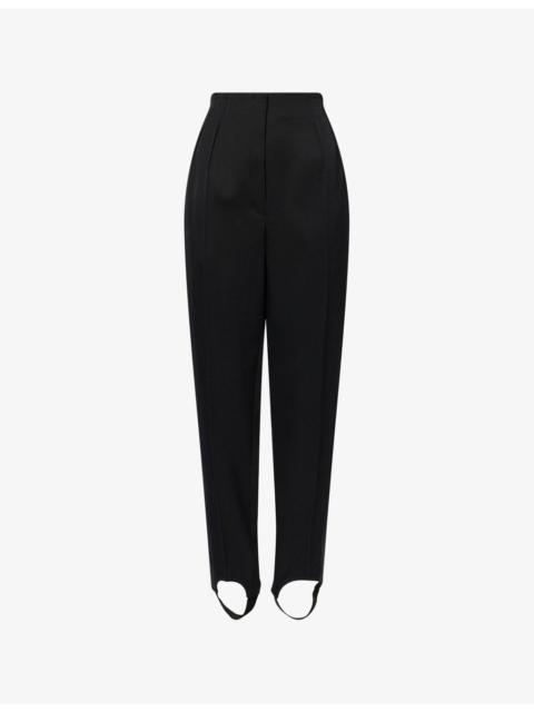 Satin-Stripe Stirrup Wool Trousers