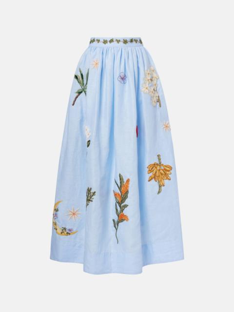 Tangelo appliqué linen maxi skirt