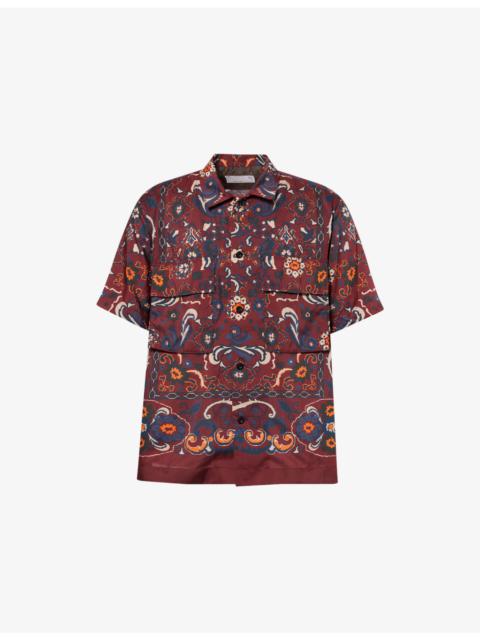 Floral-Print Short Sleeve Woven Shirt