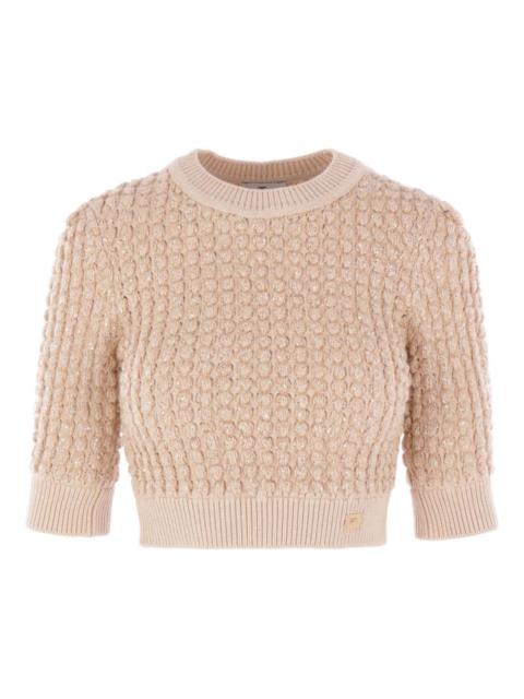 sequin-embellished cable-knit sweater