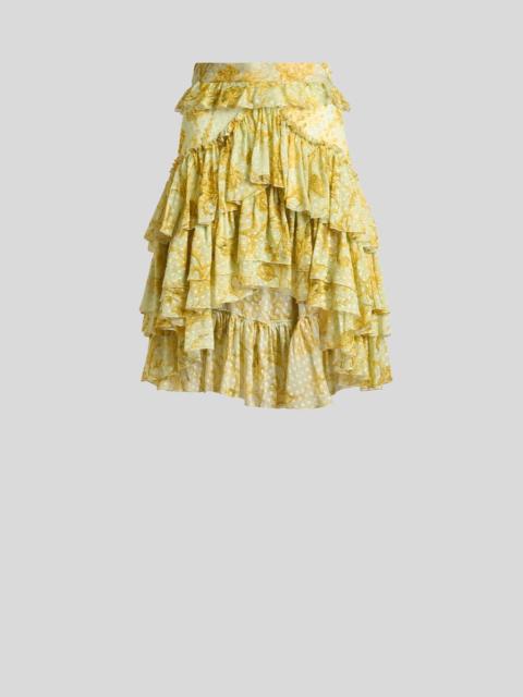 DOTTED SILK-BLEND MINI SKIRT WITH FLORAL MOTIF