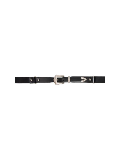 Black Leather Nylon Chain Belt