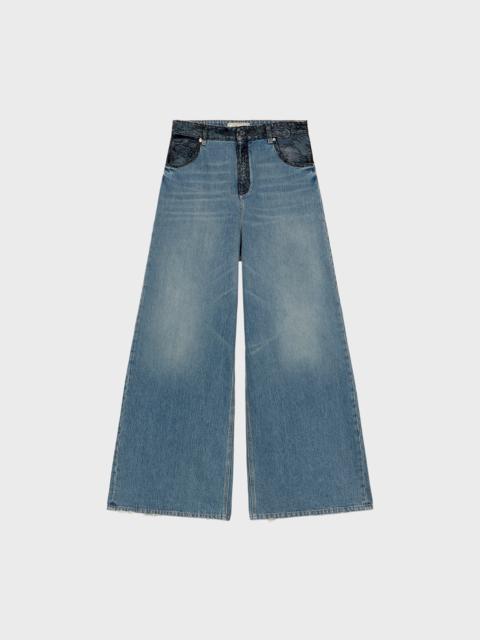 SUPERWIDE-LEG JEANS WITH LACE DETAILS