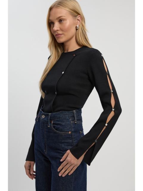 Viscose Blend Stud Detail Long Sleeve Knit Top