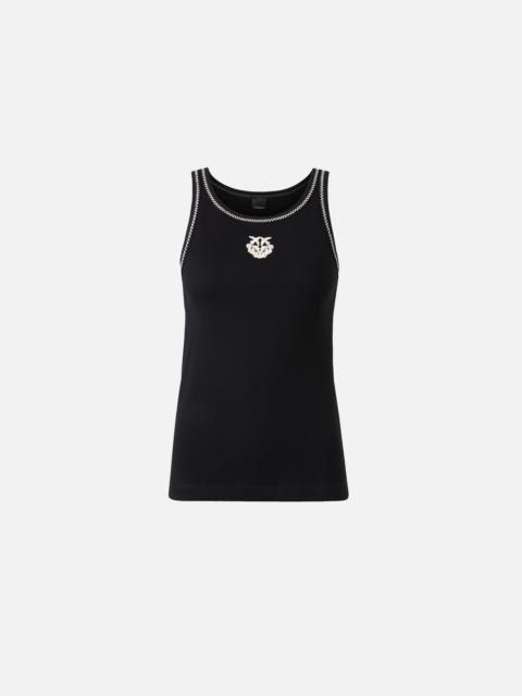 RIBBED VEST TOP WITH LOVE BIRDS EMBROIDERY