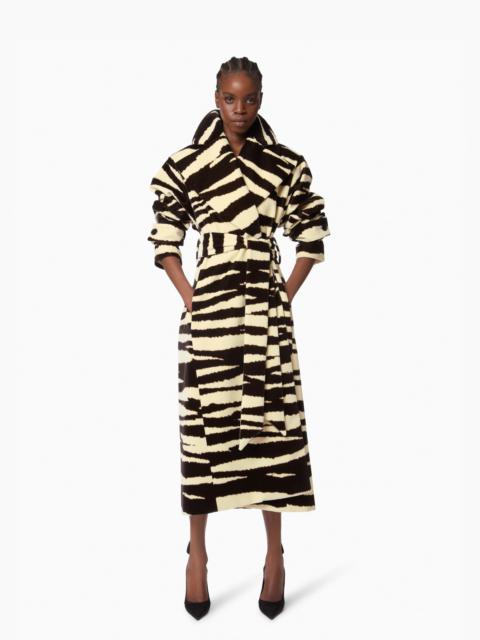 Long Zebra-Print Velvet Robe Coat