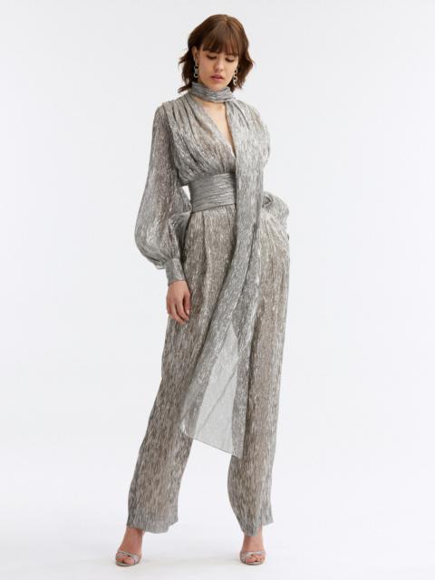 V-NECK LAME MOUSSELINE JUMPSUIT