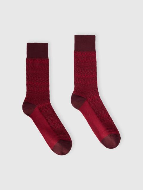 Mid-length cotton-blend 3D zigzag socks