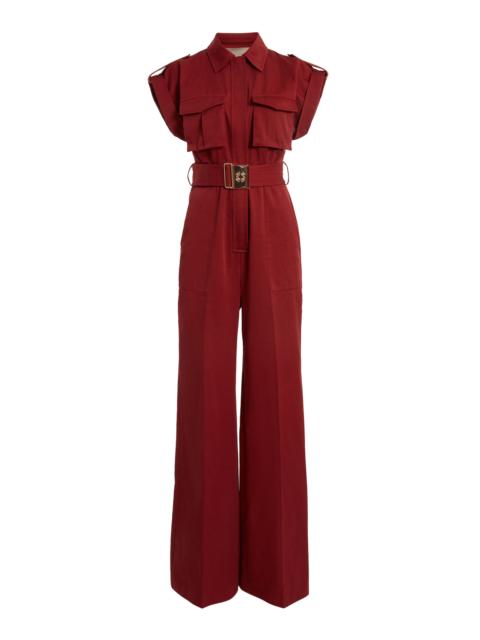 Pocket-Detail Cotton-Gabardine Jumpsuit burgundy