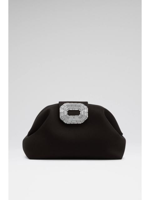 CAMELIA CLUTCH BLACK SATIN