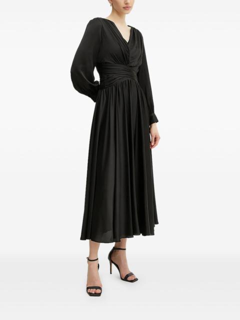 V-neck pleated maxi-dress