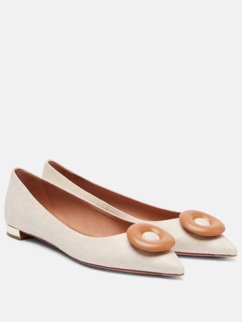 Hoop leather-trimmed ballet flats