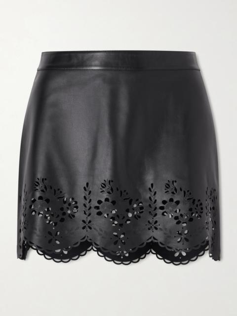 Natea Laser-cut Leather Mini Skirt