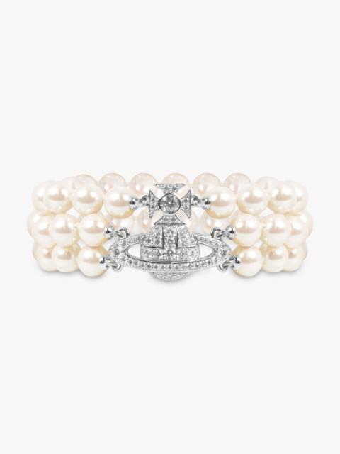 GRAZIELLA THREE ROW PEARL BRACELET | WHITE/SILVER