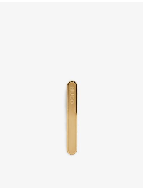 Brand-engraved gold-tone stainless-steel tie clip