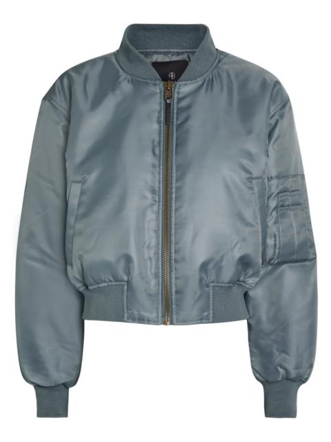 Anine Bing Leon Padded Satin-twill Cropped Bomber Jacket