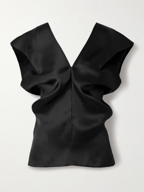 Ami Draped Silk-gazar Top
