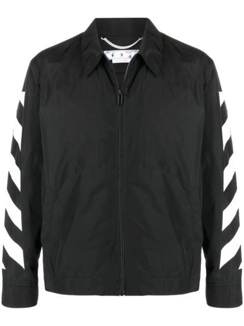 Diag-stripe zipped shirt jacket