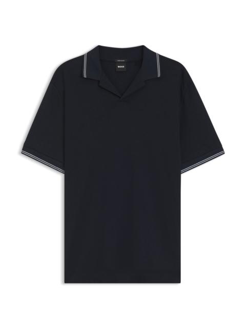 JOHNNY-COLLAR POLO SHIRT IN COTTON AND LINEN