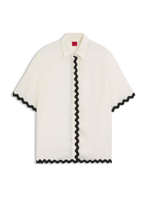 RELAXED-FIT BLOUSE WITH CONTRAST ZIGZAG TAPE