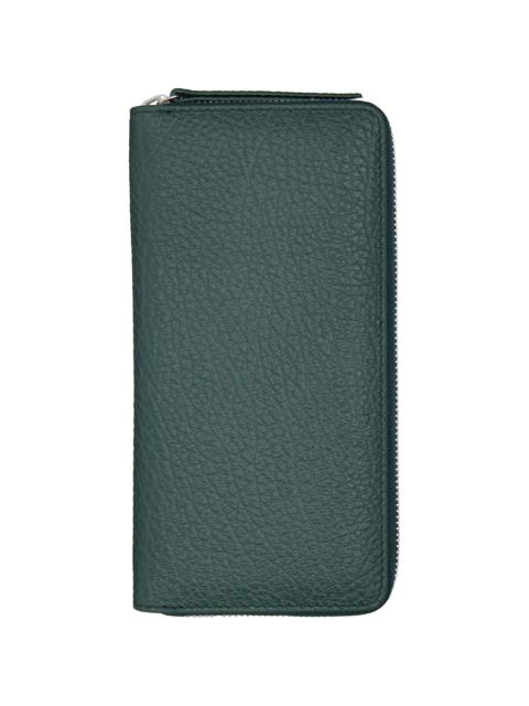 Green Four Stitches Zip-Around Wallet