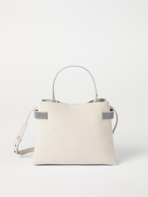 Essence top-handle bag in suede with precious bands