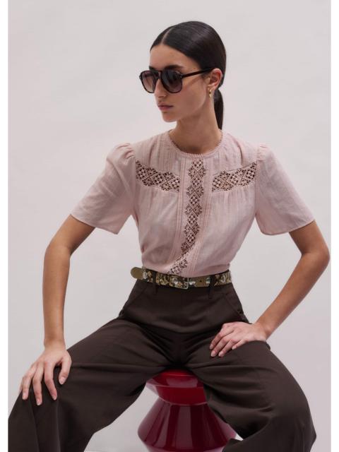 Embroidered Cutout Tee