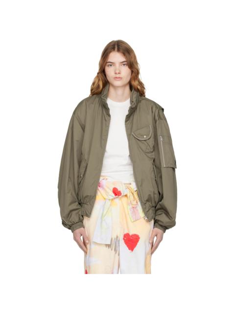 Khaki Cotton Cargo Bomber Jacket