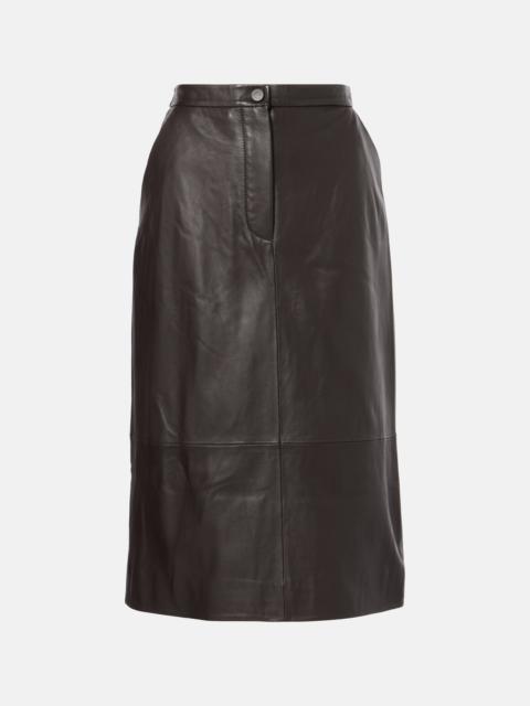 Leather midi skirt
