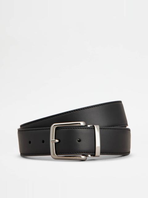 ADJUSTABLE AND REVERSIBLE BLET IN LEATHER - BLACK