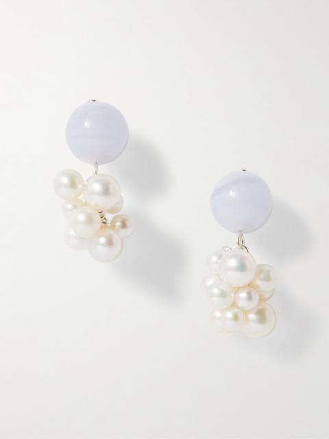 Till The Stars Wane Recycled Silver, Agate And Pearl Earrings