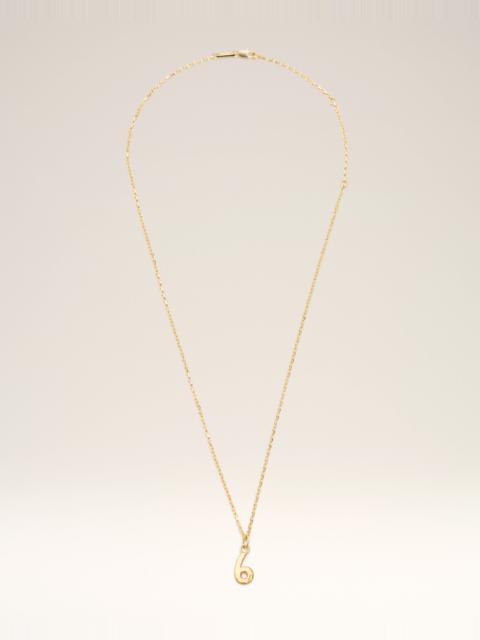 GOLD BRASS HAMMERED "6" PENDANT NECKLACE