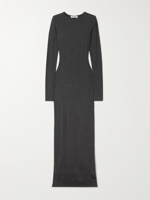 Long Sleeved Crew Neck Ribbed Stretch-jersey Maxi Dress