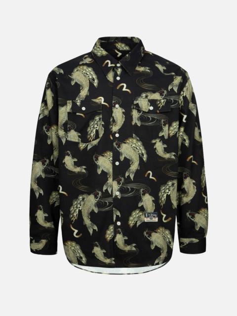 ALLOVER CARP AND SEAGULL PRINT OVERSIZED SHIRT