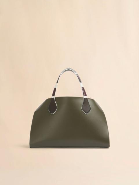 GREEN LEATHER OVERLAP MEDIUM HANDBAG