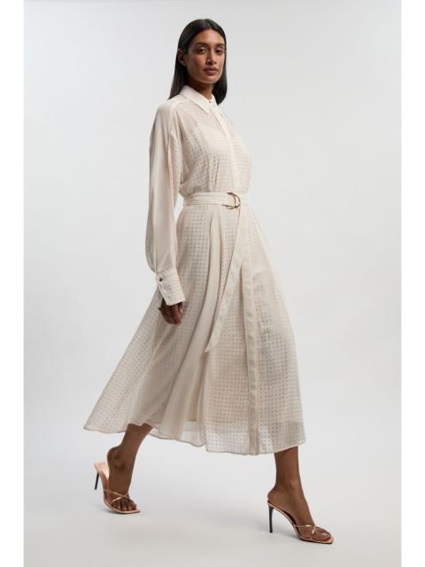 Hotfix Studded Long Sleeve Shirt Woven Maxi Dress