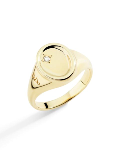 YELLOW GOLD & WHITE DIAMOND SIGNET RING