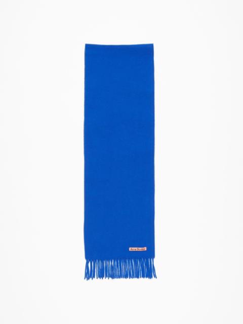 Fringe wool scarf - skinny - Royal blue