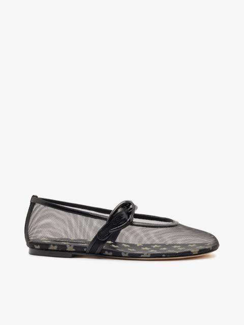 Verona Mesh Ballet Flat In Black Mesh and Leather