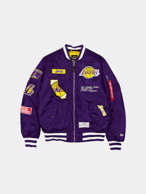 LOS ANGELES LAKERS X ALPHA X NEW ERA MA-1 BOMBER JACKET (PURPLE)