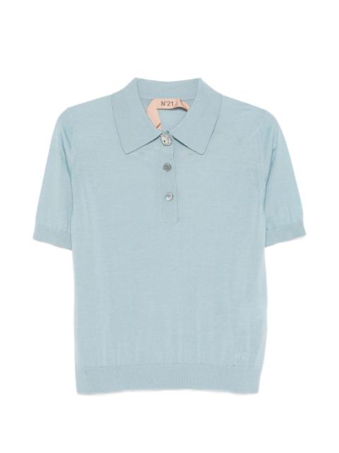 button embellished polo top