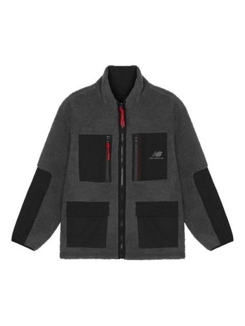 New Balance Men's New Balance Contrasting Colors Pocket Reversible Stand Collar Lamb's Wool Jacket B