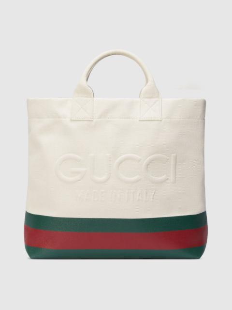 Canvas tote bag with embossed detail