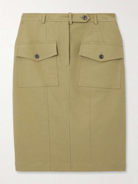 Cotton-blend twill skirt Army green