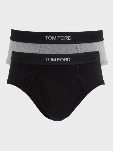 Men's 2-Pack Solid Jersey Logo-Waist Briefs