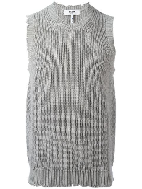 distressed sleeveless jumper