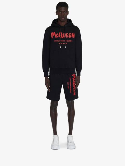 Men's McQueen Graffiti Shorts in Black